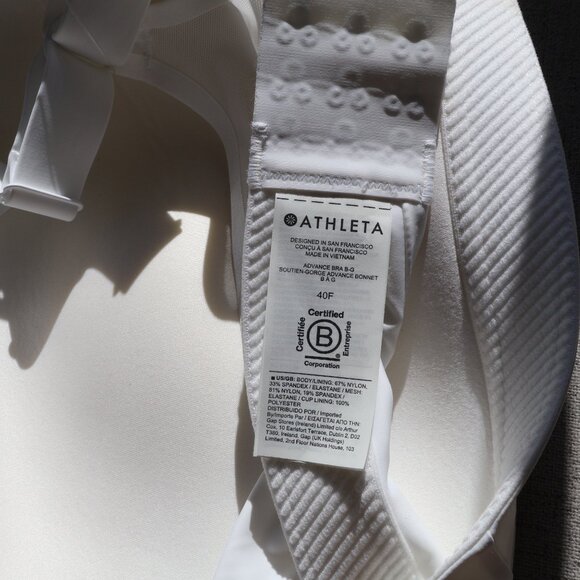 Athleta Advance Bra B-G Womens 40F White Workout Gear NWT High-Impact Support - Picture 6 of 8